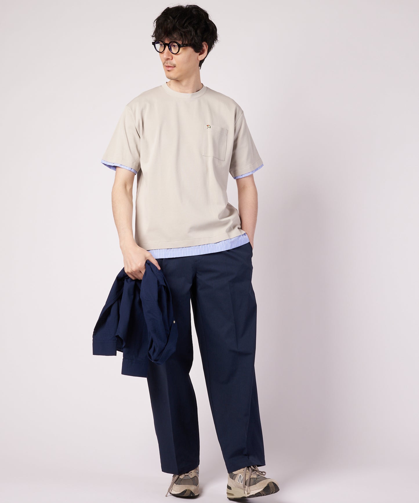 ミラノリブ 布帛レイヤード Tシャツ