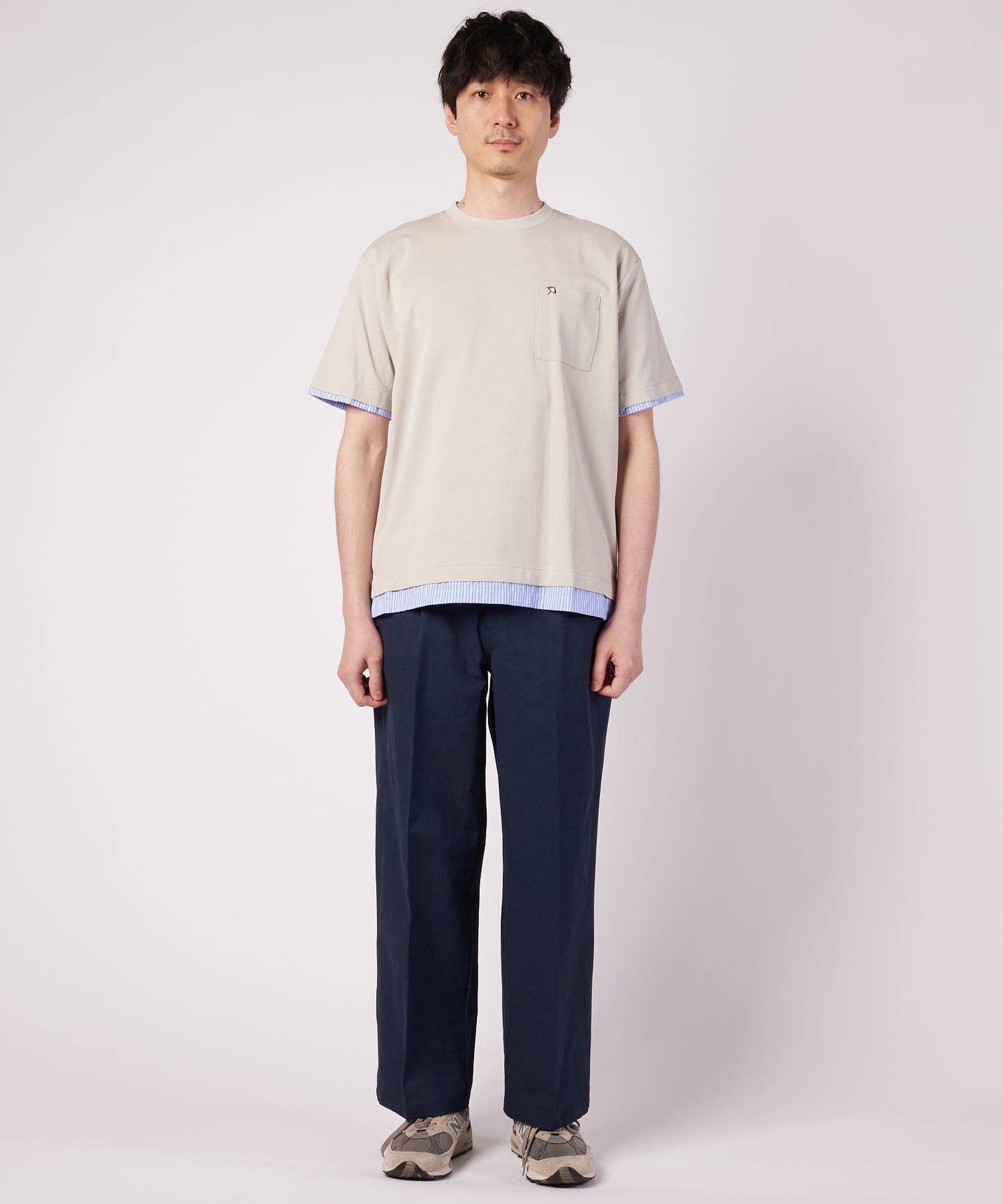 ミラノリブ 布帛レイヤード Tシャツ