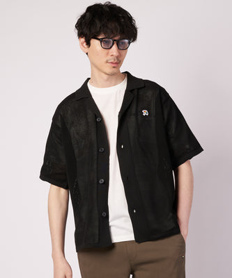 メッシュニット シャツカーディガン + Tシャツ セット