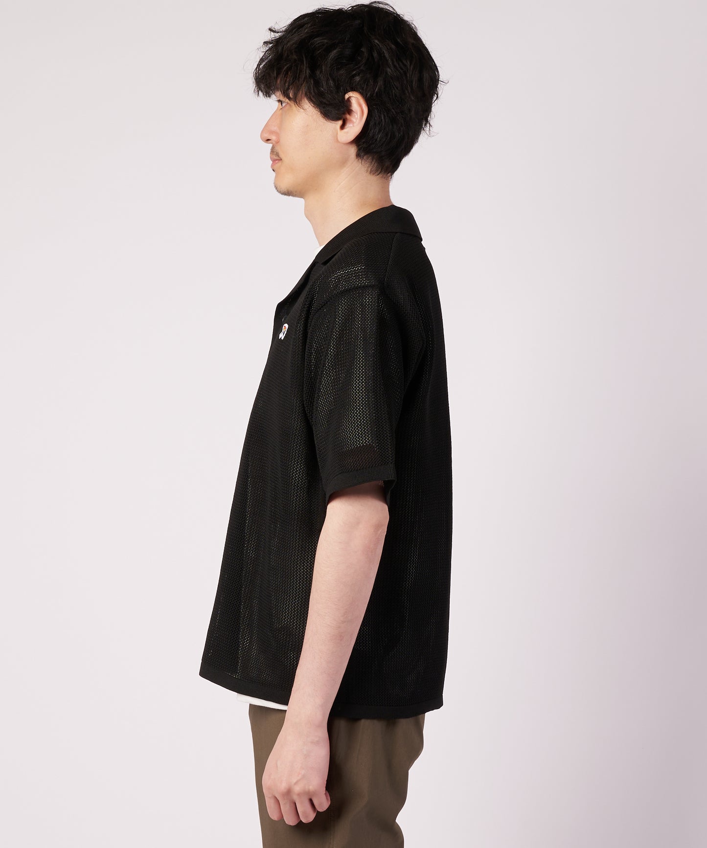 メッシュニット シャツカーディガン + Tシャツ セット