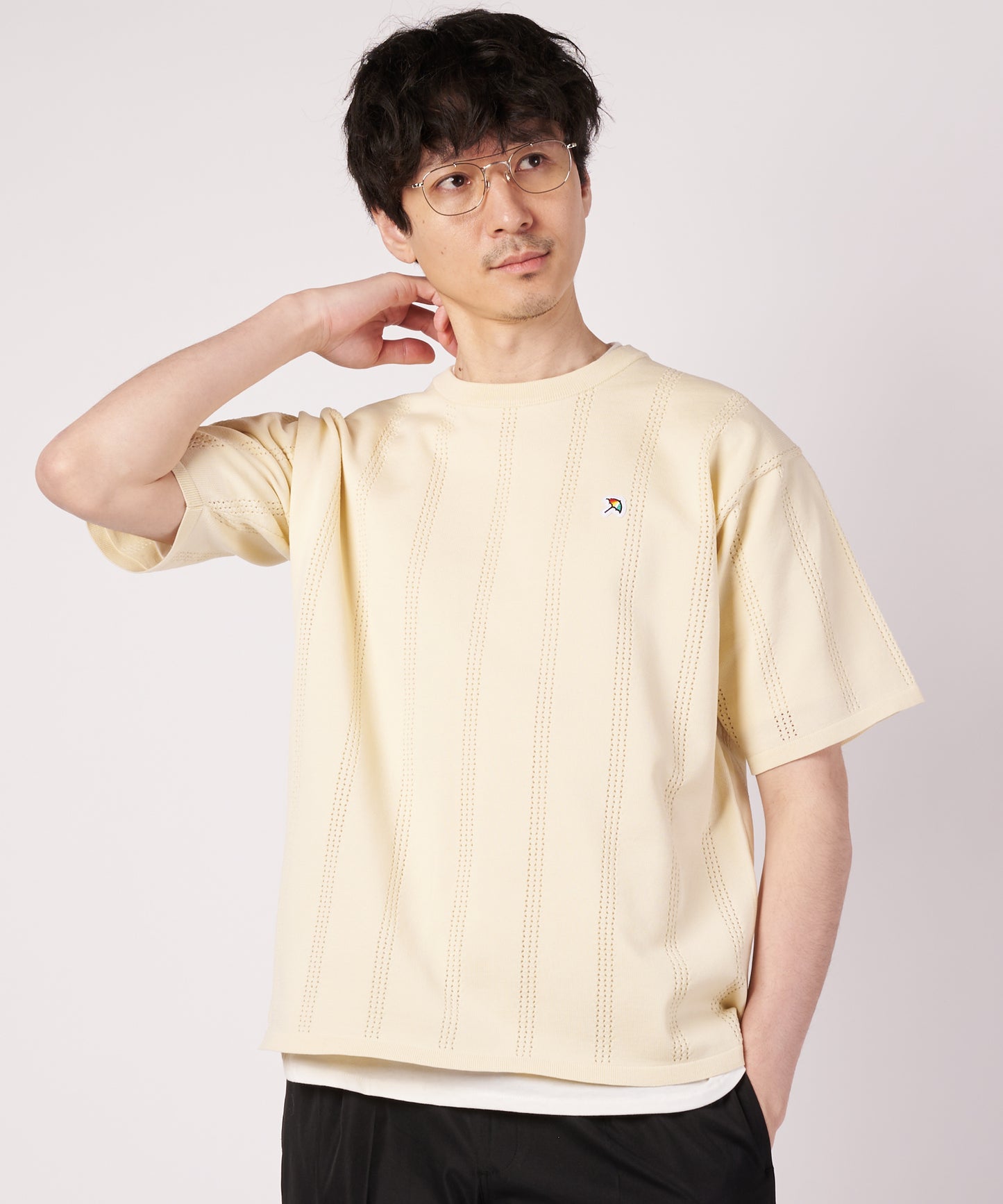 アイレットニット プルオーバー + Tシャツ セット