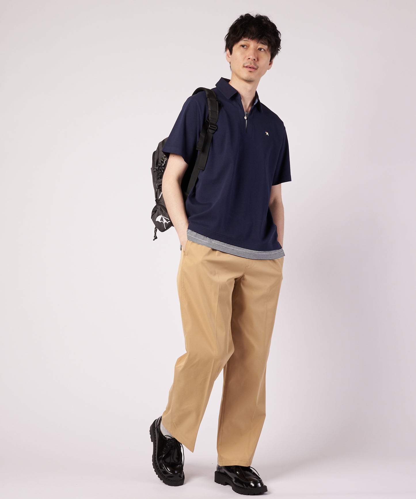 ミラノリブ フェイクレイヤード ポロシャツ