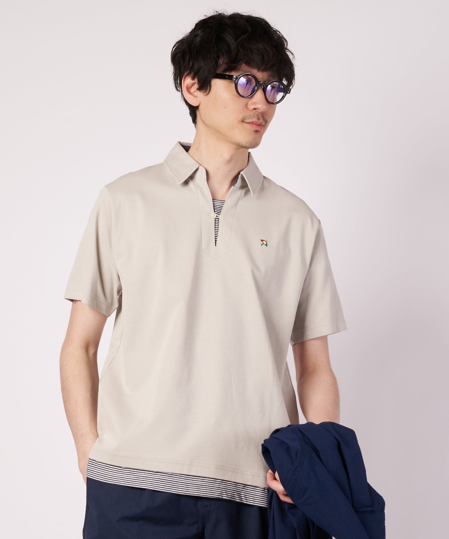 ミラノリブ フェイクレイヤード ポロシャツ