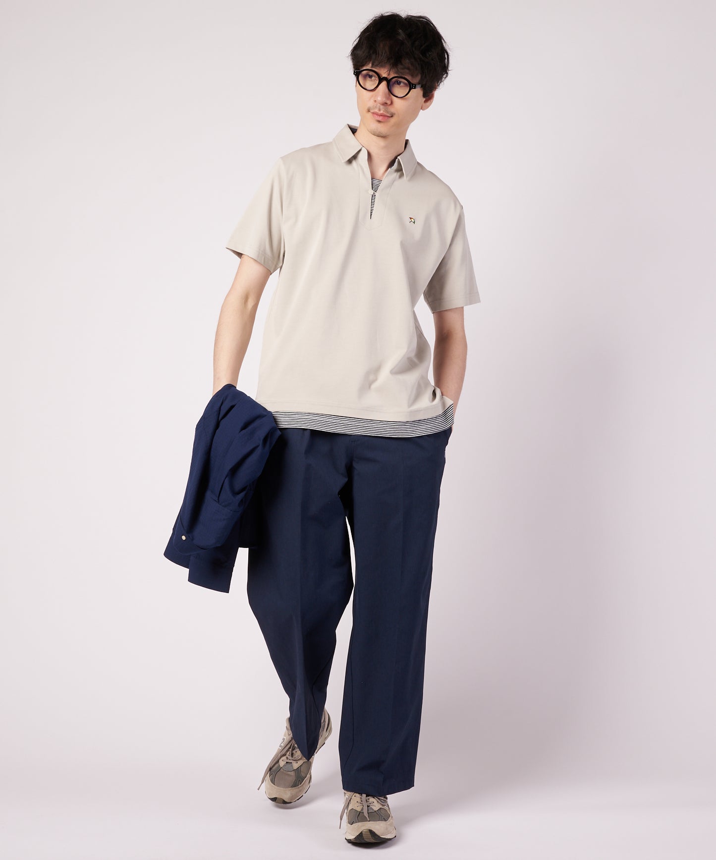 ミラノリブ フェイクレイヤード ポロシャツ