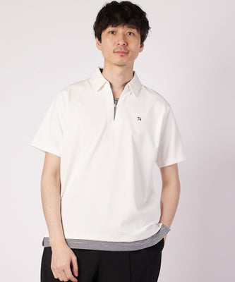 ミラノリブ フェイクレイヤード ポロシャツ