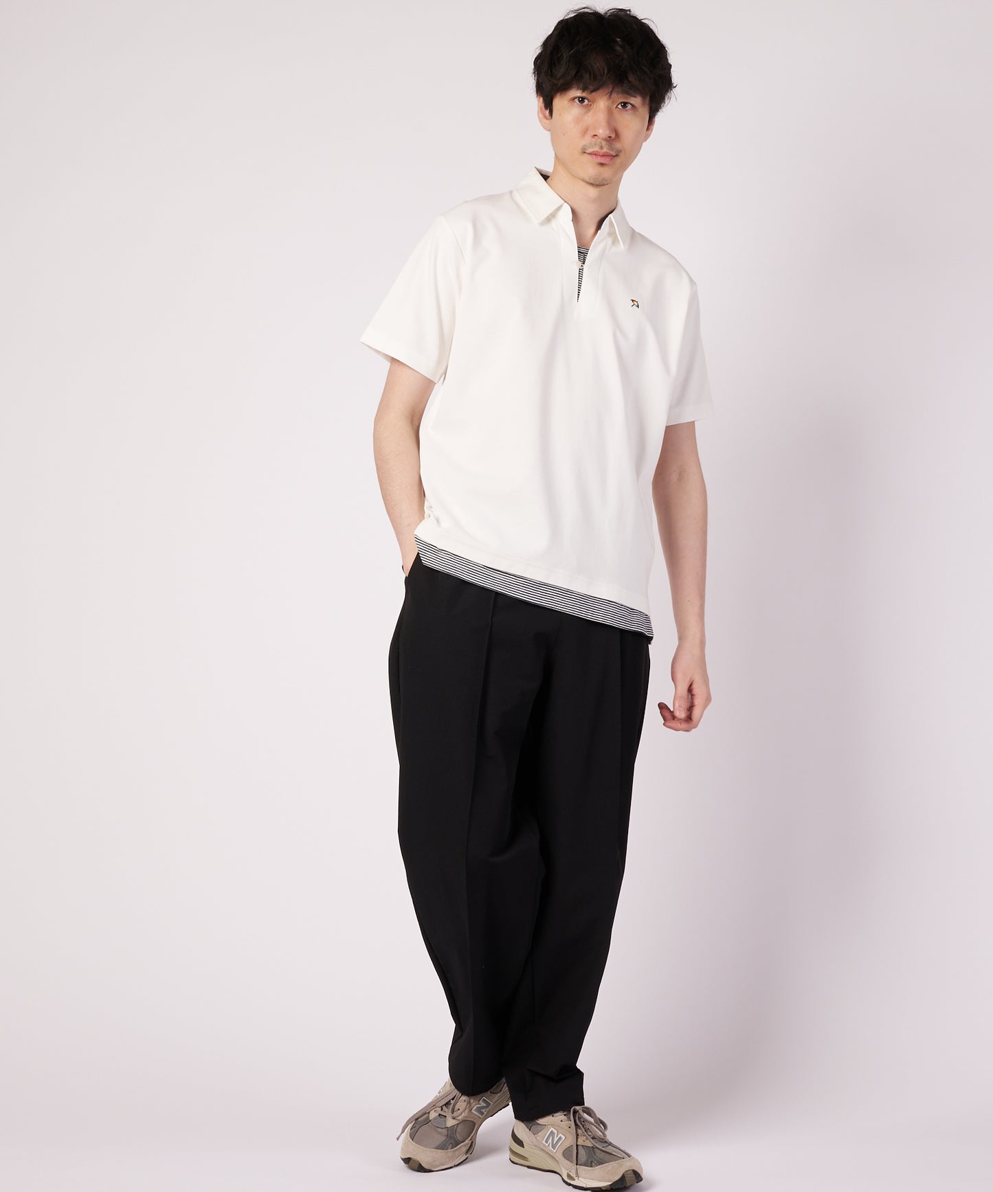 ミラノリブ フェイクレイヤード ポロシャツ