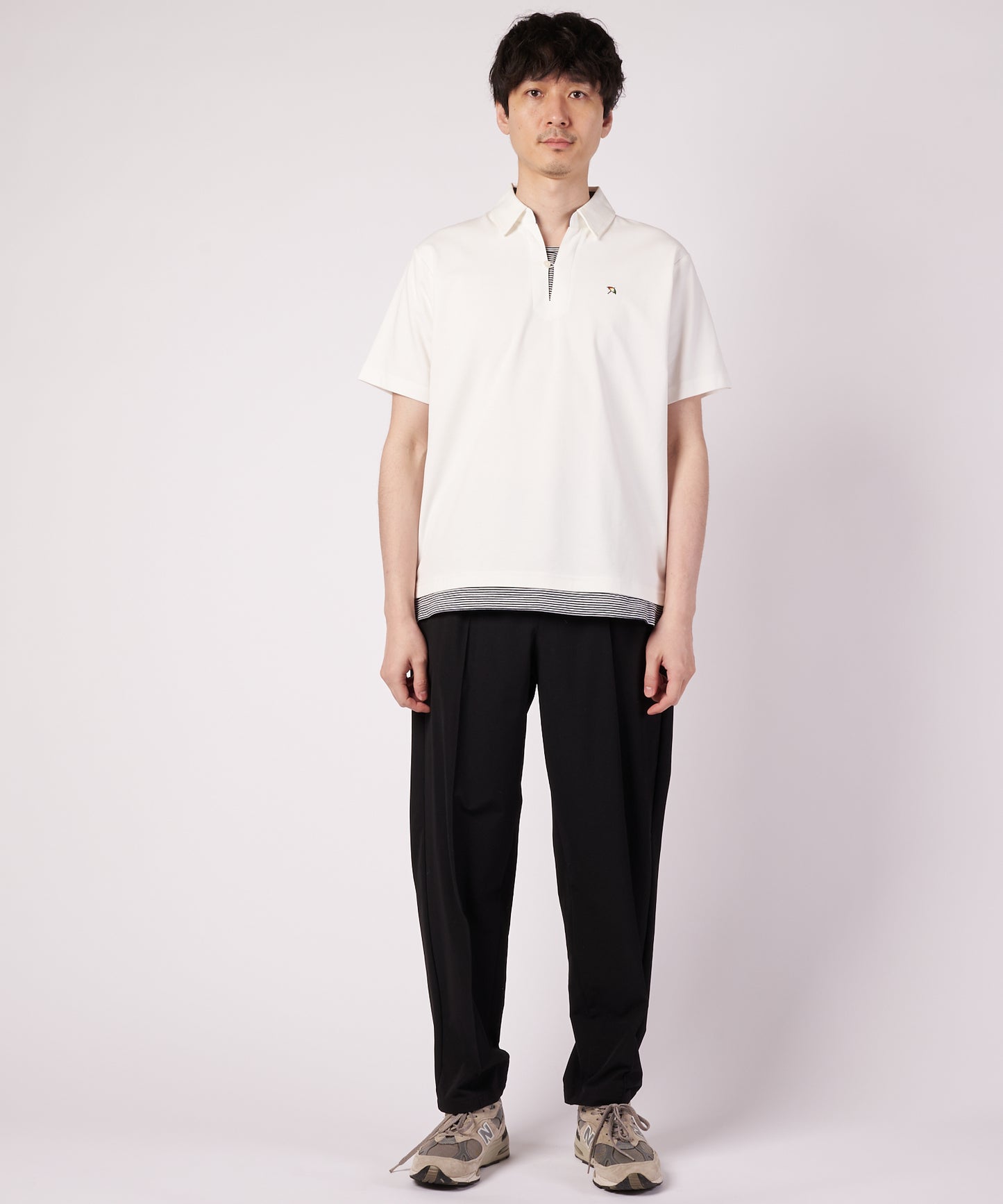 ミラノリブ フェイクレイヤード ポロシャツ