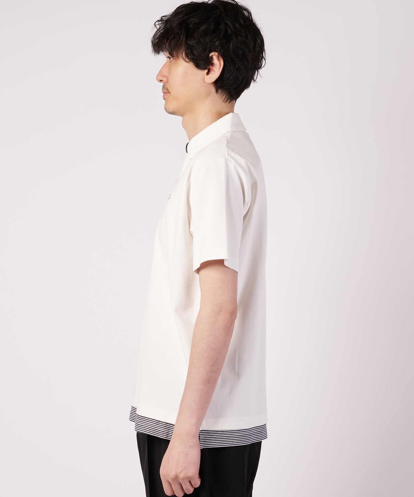 ミラノリブ フェイクレイヤード ポロシャツ