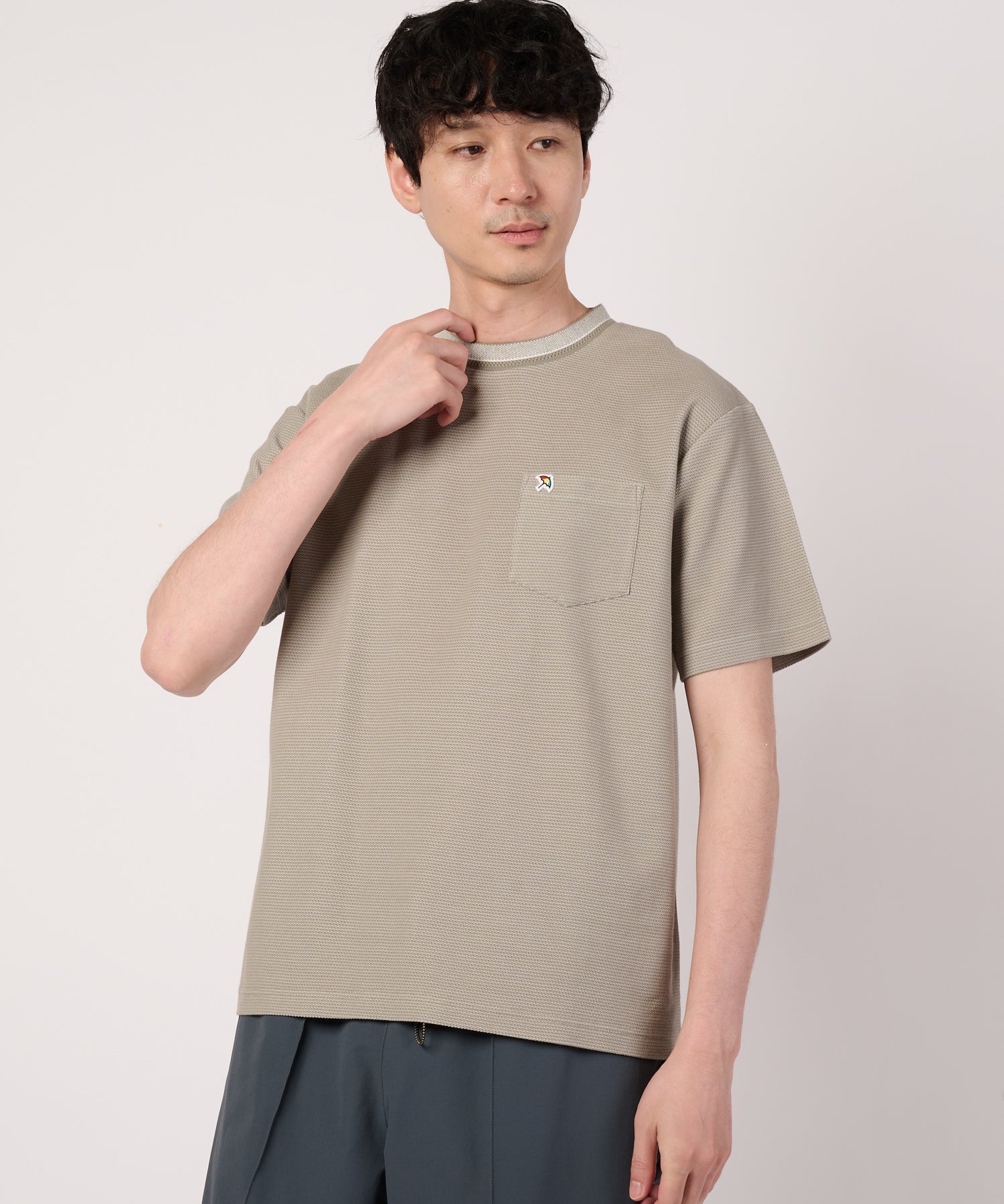 ハニカムボーダー ジャガードリブTシャツ（Tシャツ/カットソー/メンズ