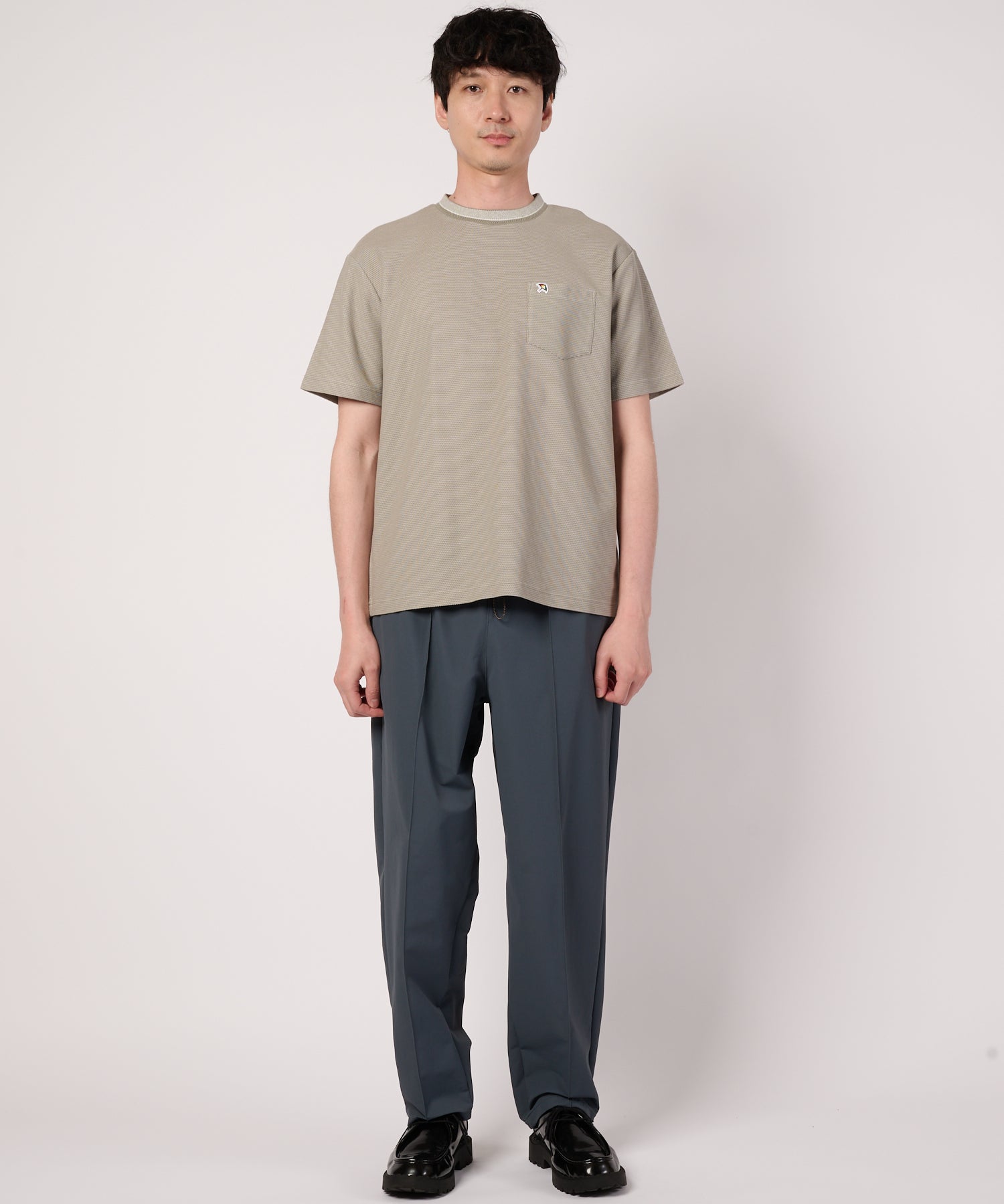ハニカムボーダー ジャガードリブTシャツ（Tシャツ/カットソー/メンズ