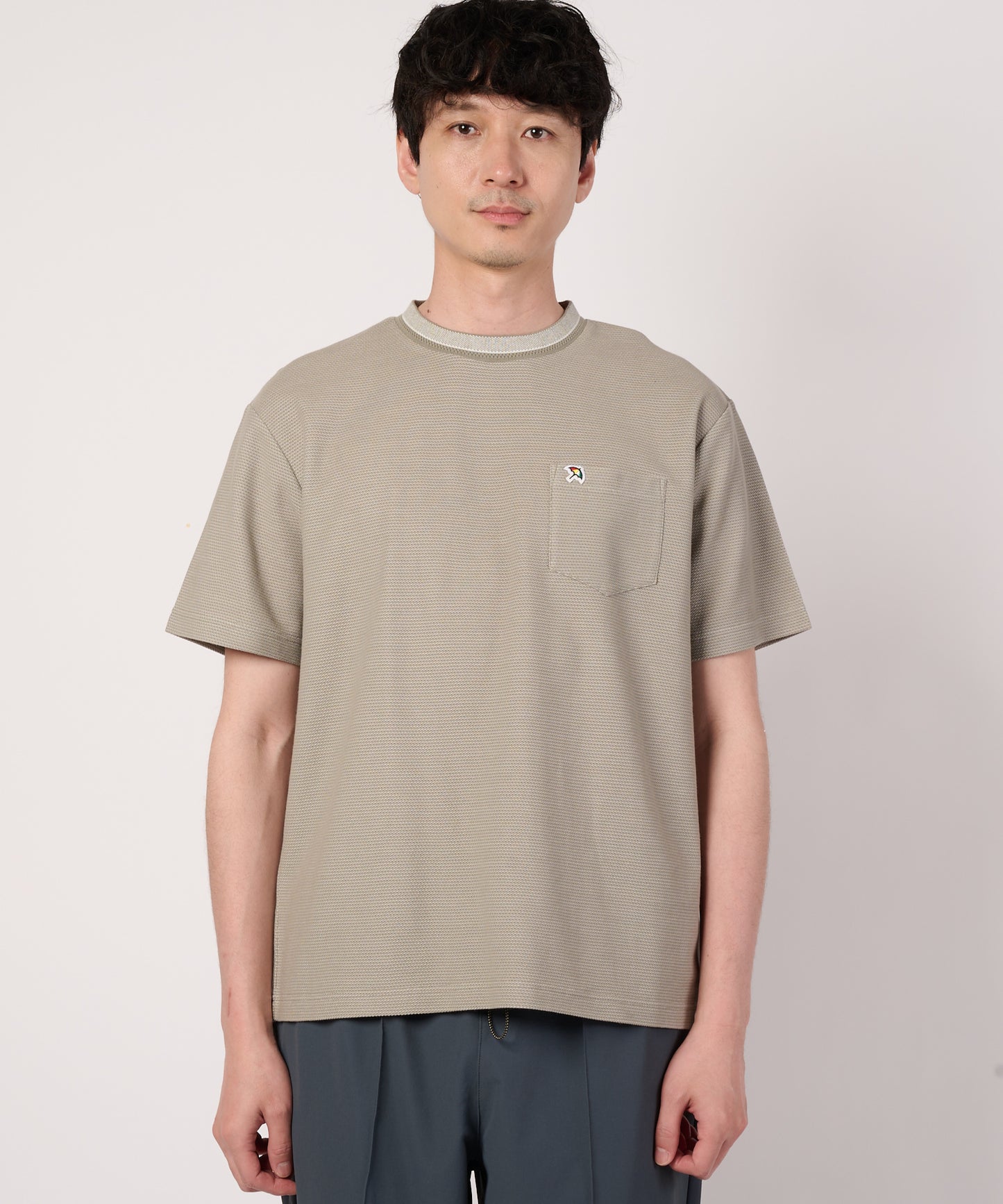 ハニカムボーダー　ジャガードリブTシャツ