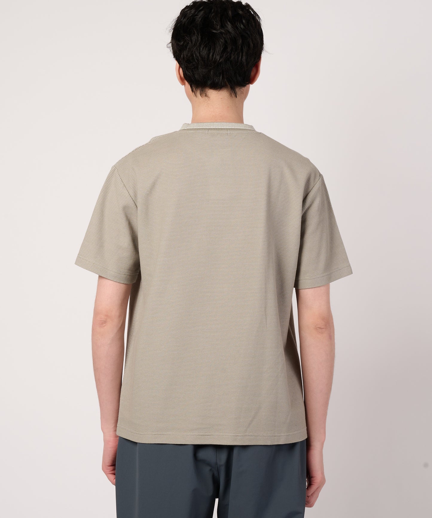ハニカムボーダー　ジャガードリブTシャツ