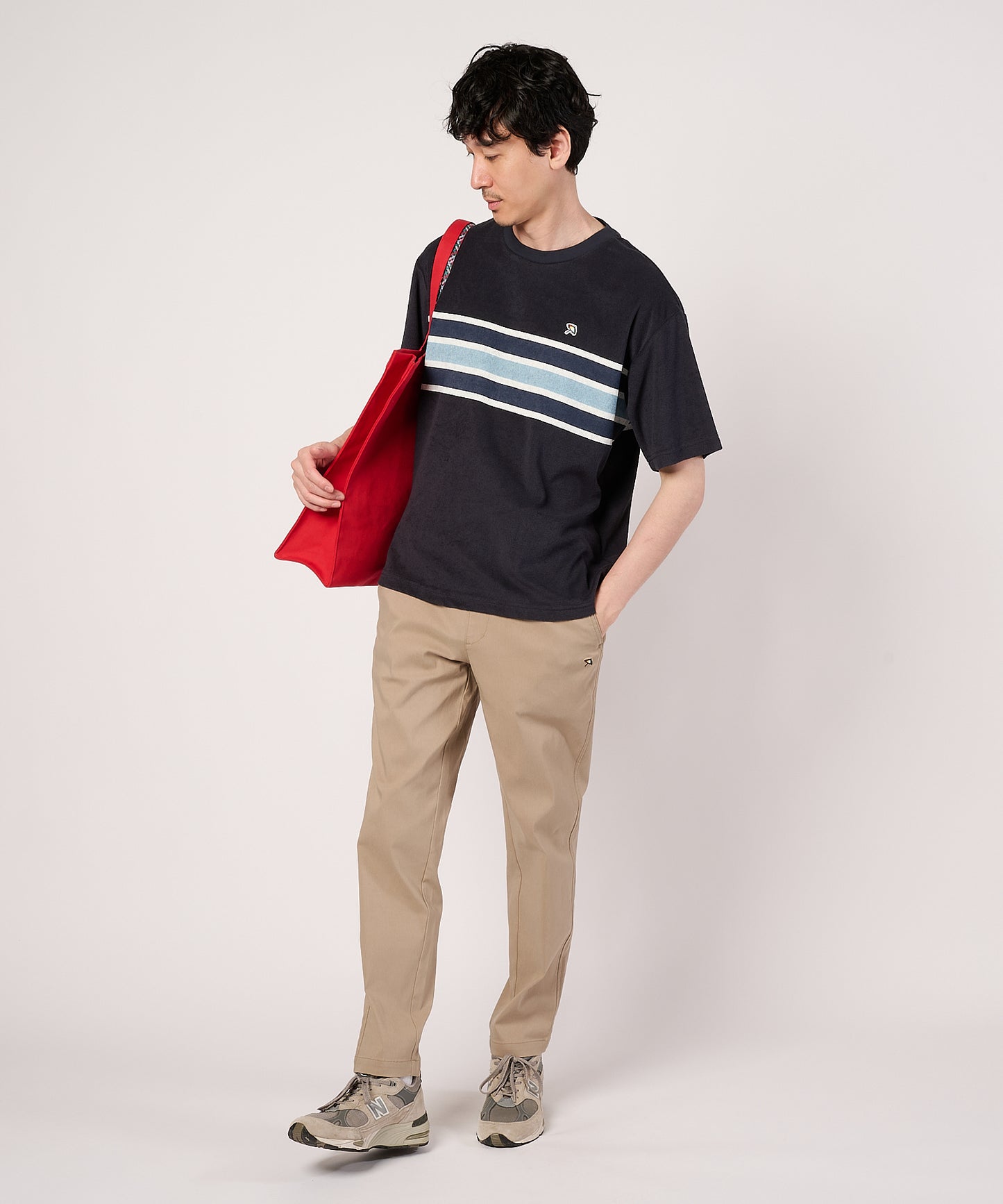 パイルパネルボーダーTシャツ