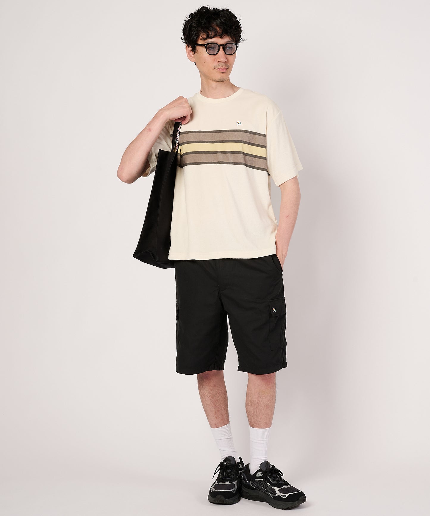 パイルパネルボーダーTシャツ