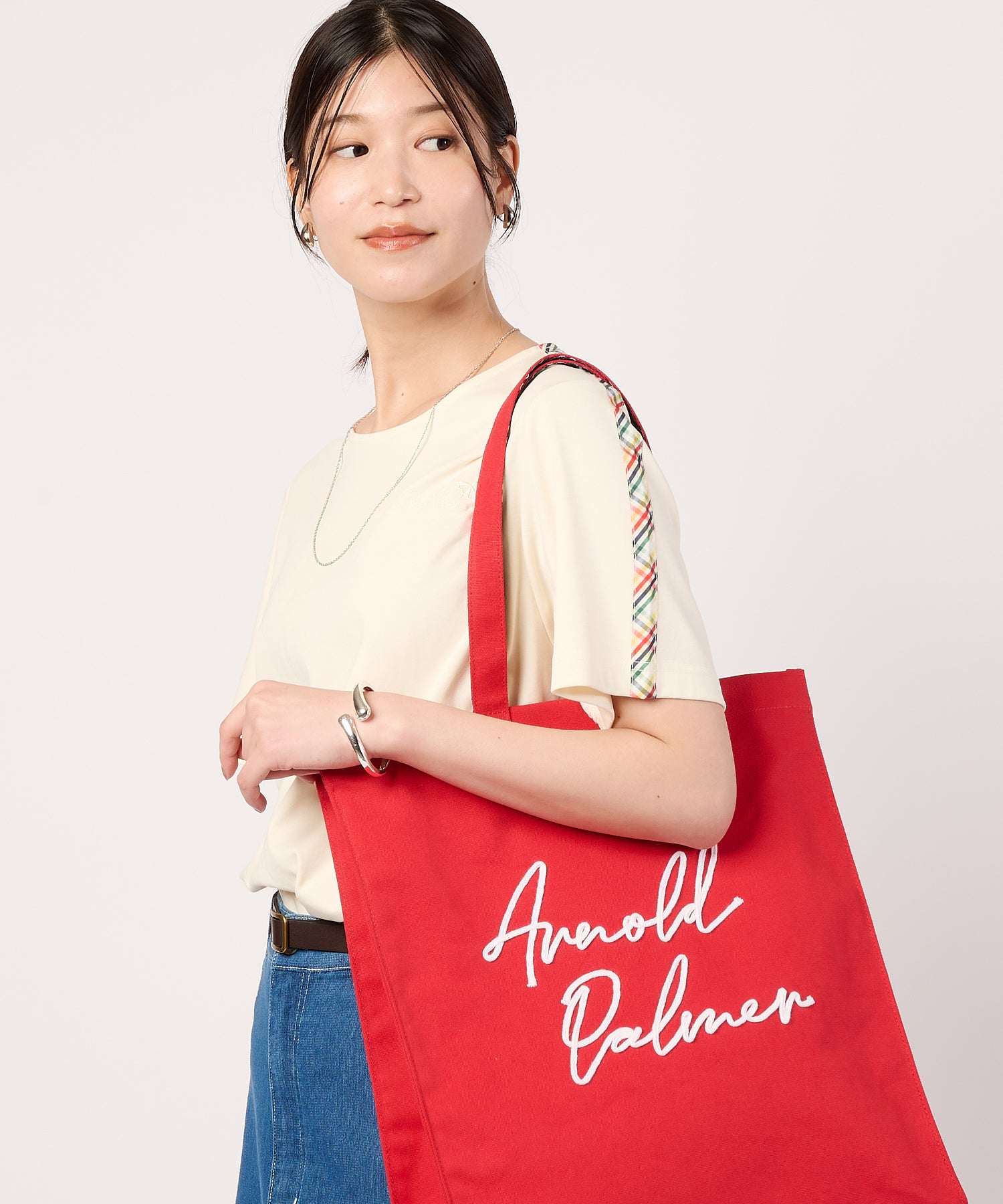 N*·様 H＆E社　アズマー パーマーチェックテープアクセント AラインTシャツ（Tシャツ