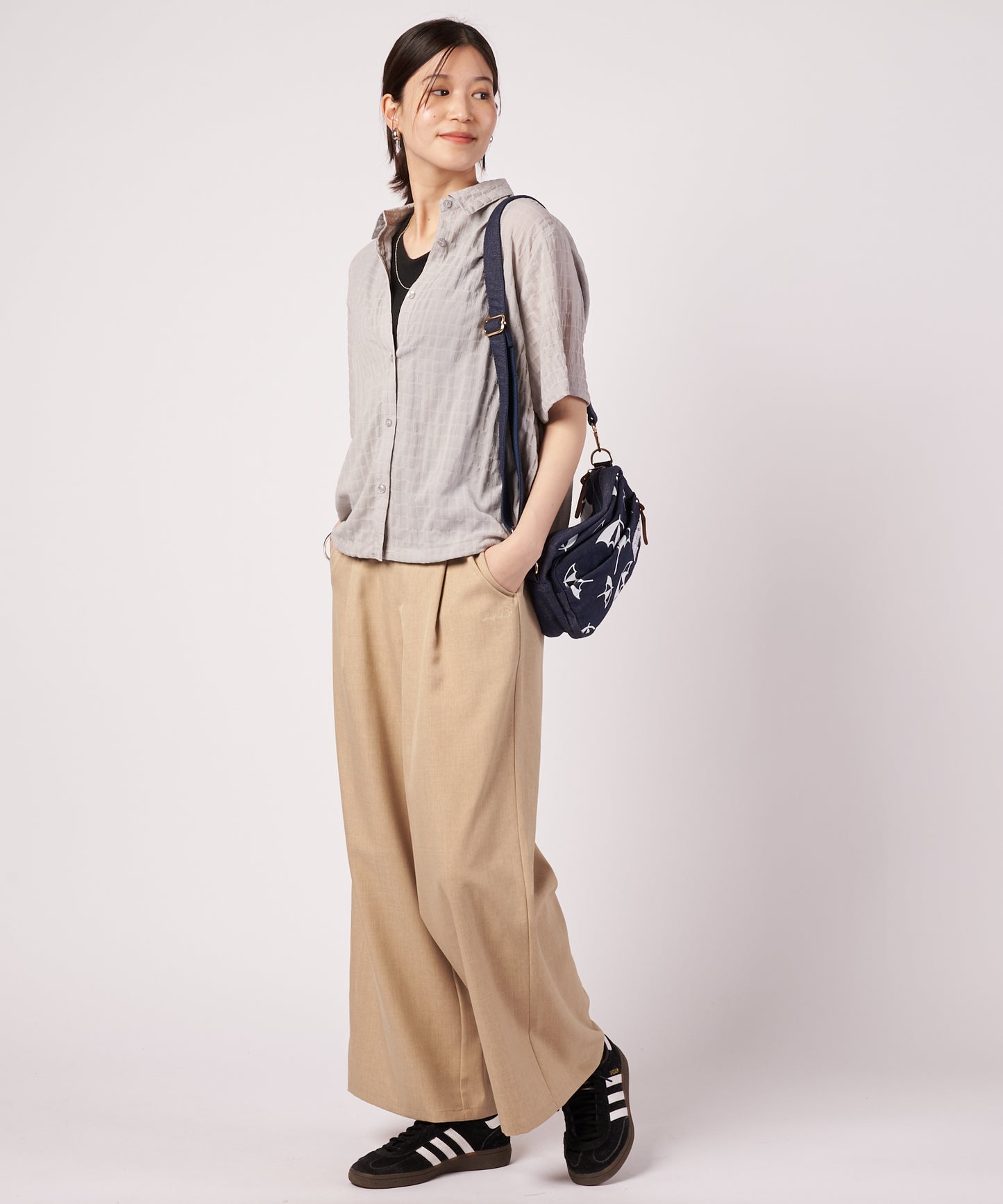 クレープシフォン ドロスト シャツ ブラウス