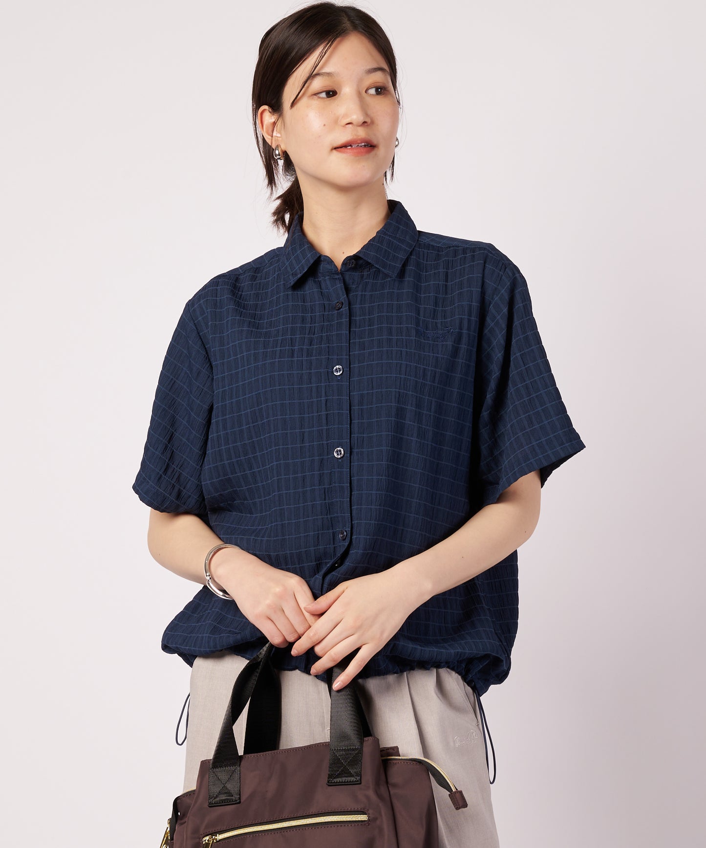 クレープシフォン ドロスト シャツ ブラウス