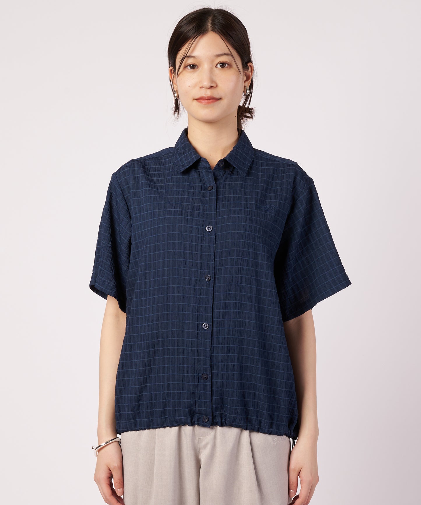 クレープシフォン ドロスト シャツ ブラウス