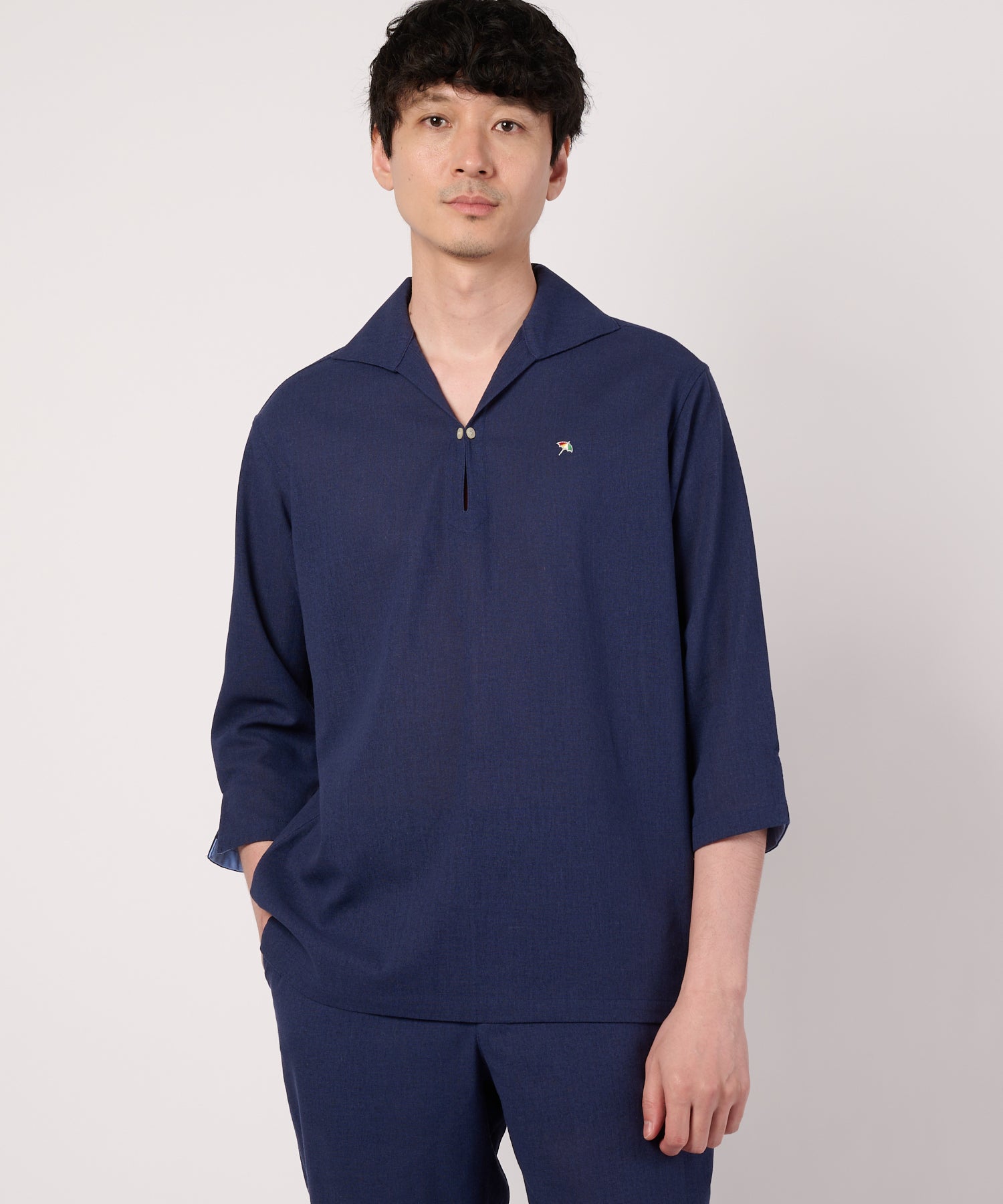 リネンミックス 7分袖カプリシャツ（シャツ/ブラウス/メンズ
