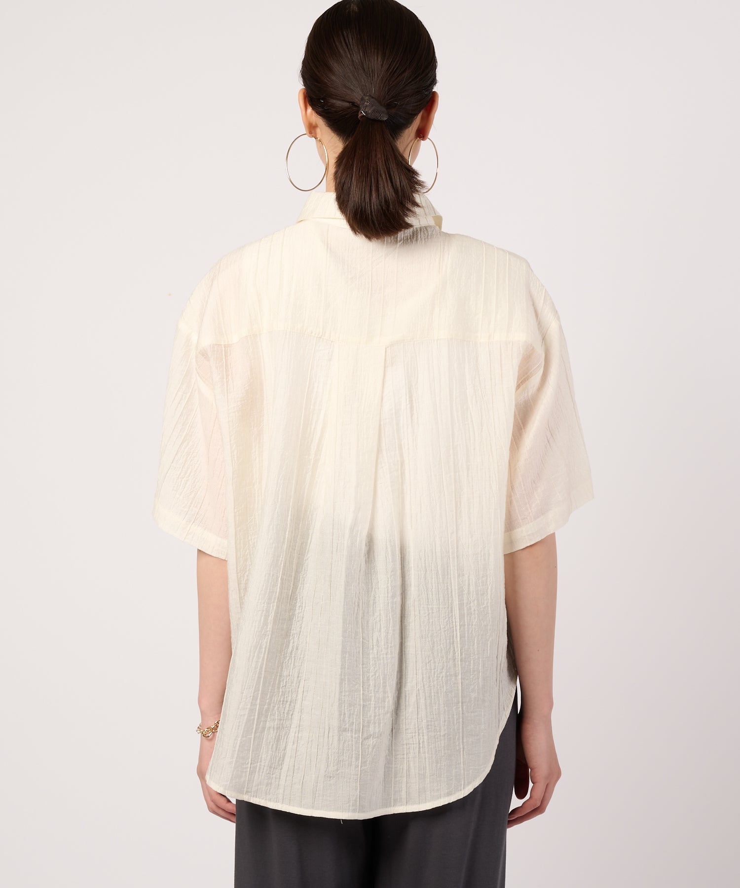 aere organdy shirt シアーシャツ　white エアリーシアー シャツブラウス（シャツ/ブラウス/レディース