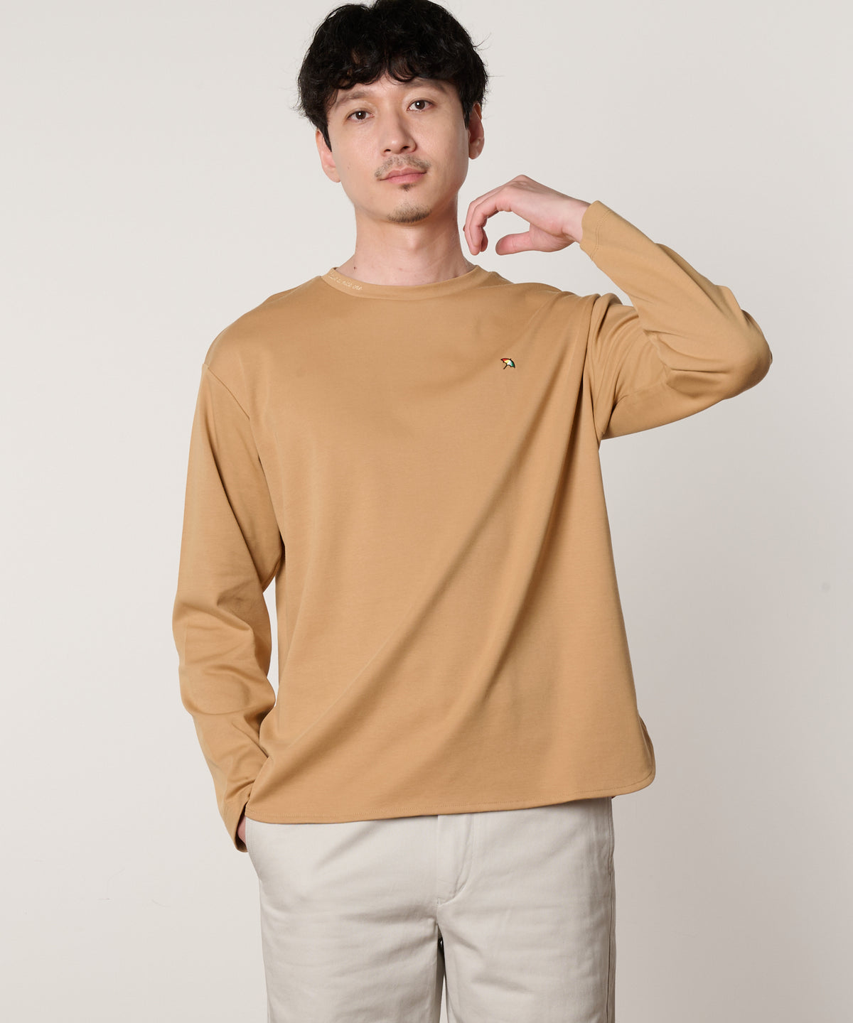 【通常配送】シェア　コットンスムース　ラウンドヘムロングTシャツ