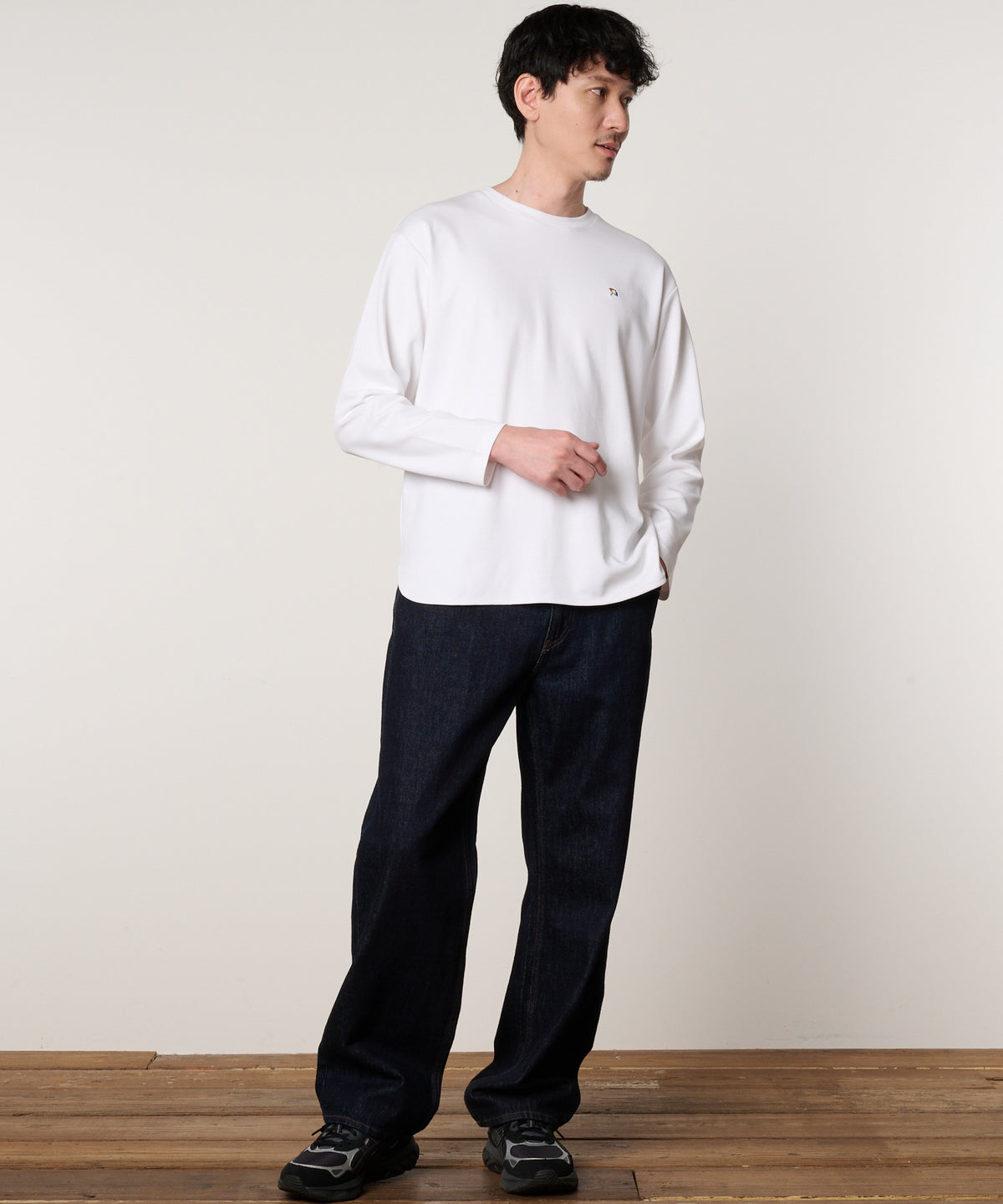 【通常配送】シェア　コットンスムース　ラウンドヘムロングTシャツ