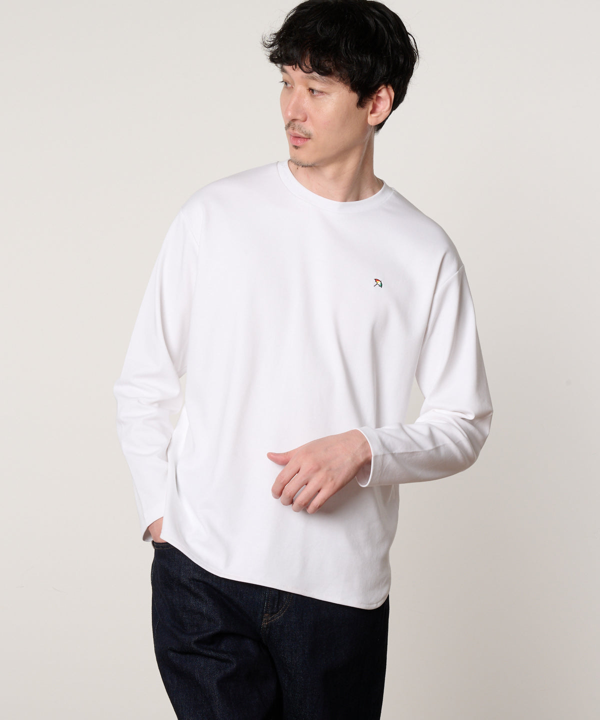 【通常配送】シェア　コットンスムース　ラウンドヘムロングTシャツ