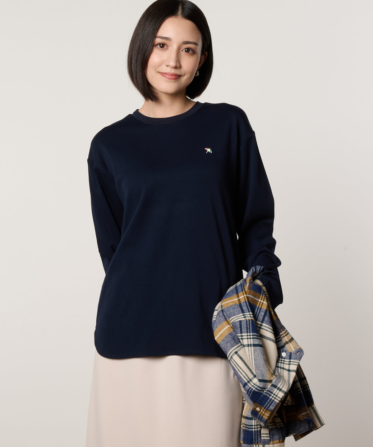 【通常配送】シェア　コットンスムース　ラウンドヘムロングTシャツ