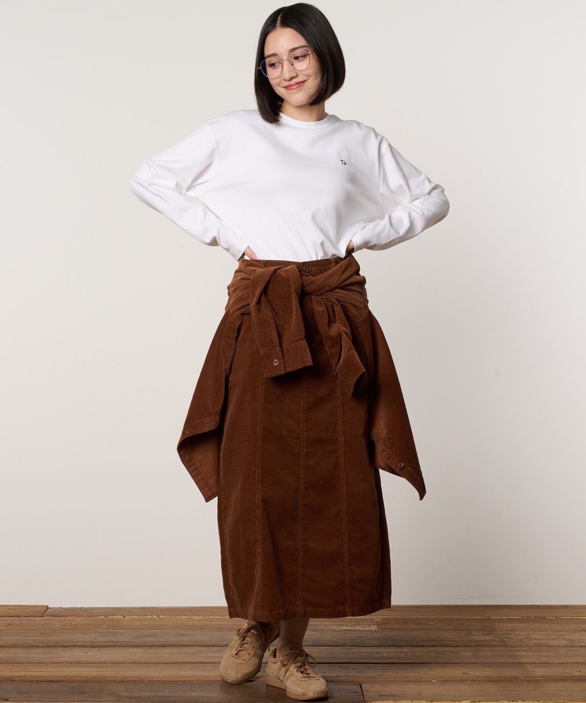 【通常配送】シェア　コットンスムース　ラウンドヘムロングTシャツ