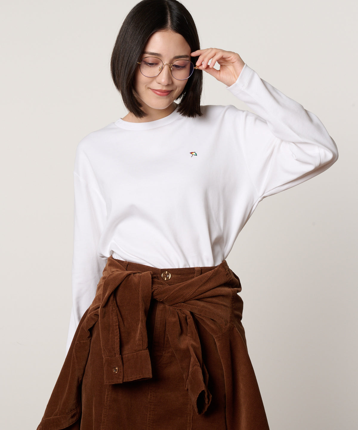 【通常配送】シェア　コットンスムース　ラウンドヘムロングTシャツ