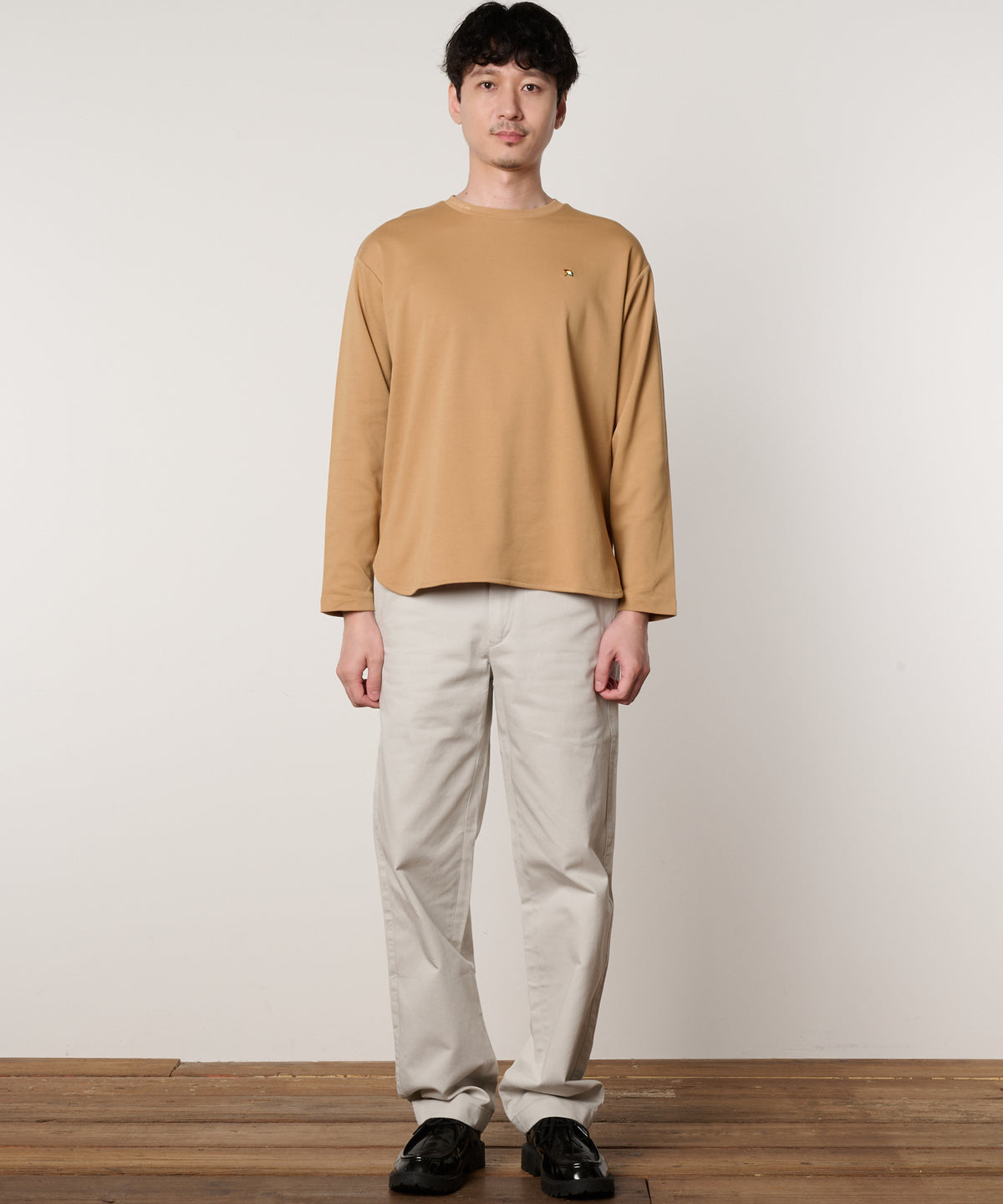 【通常配送】シェア　コットンスムース　ラウンドヘムロングTシャツ