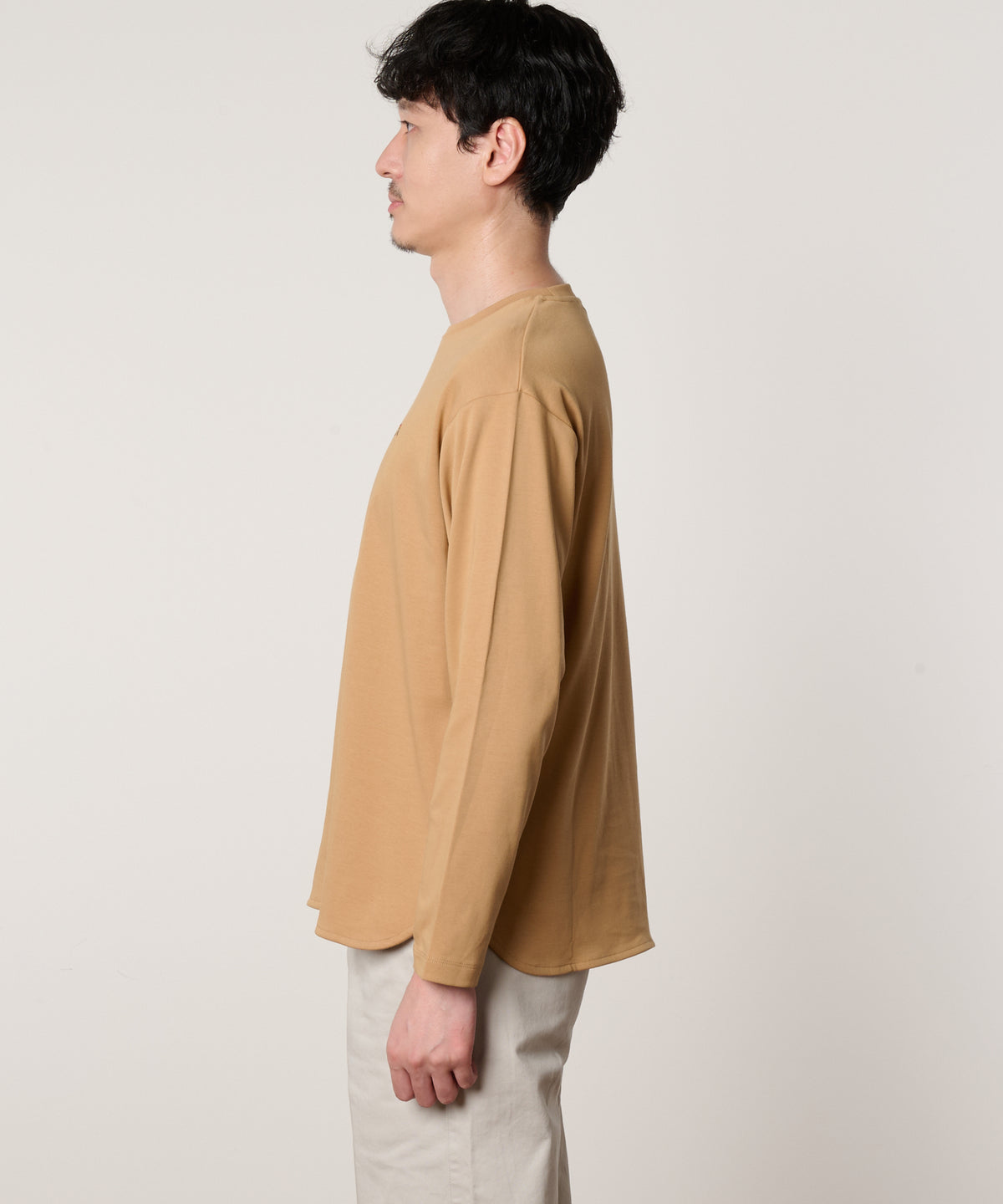 【通常配送】シェア　コットンスムース　ラウンドヘムロングTシャツ