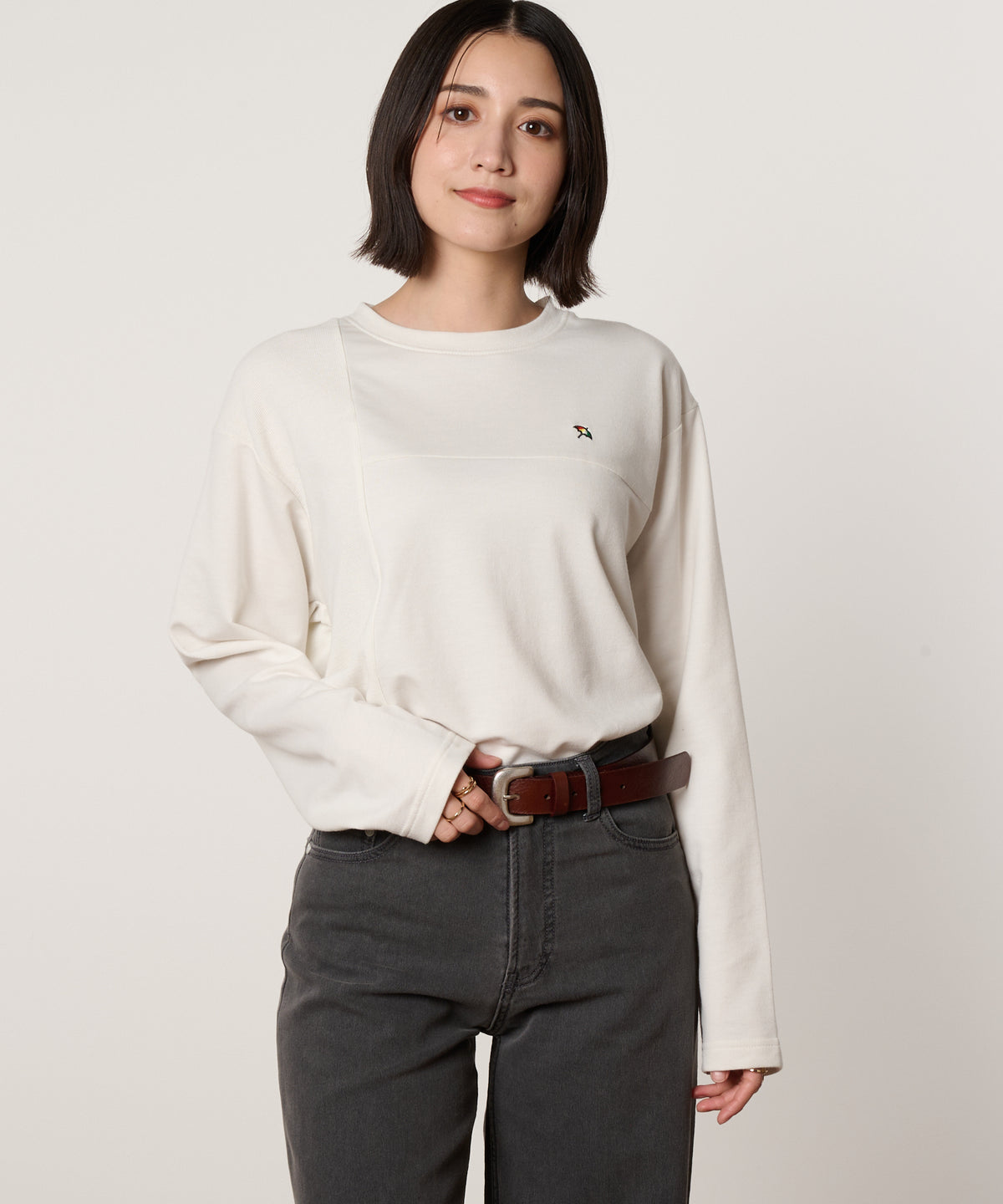 サーフニット異素材ドッキング　シェアロングTシャツ
