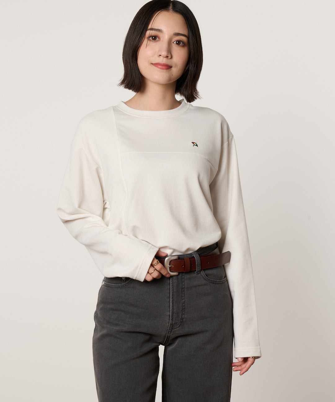 サーフニット異素材ドッキング シェアロングTシャツ