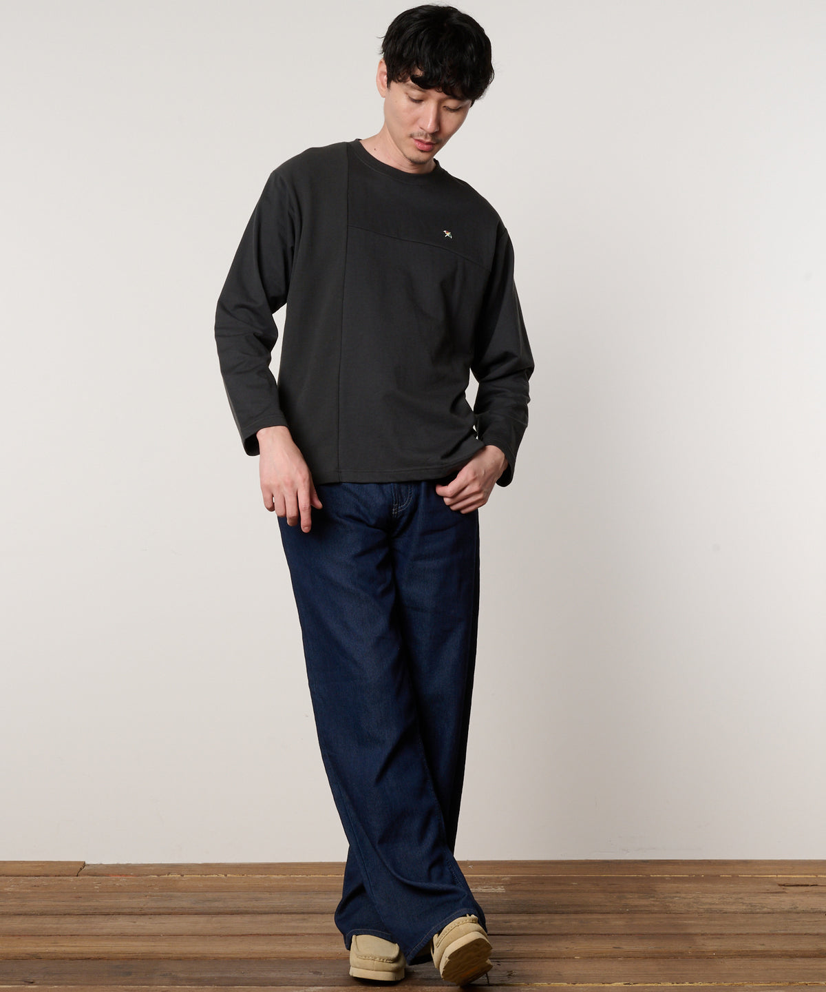 サーフニット異素材ドッキング　シェアロングTシャツ