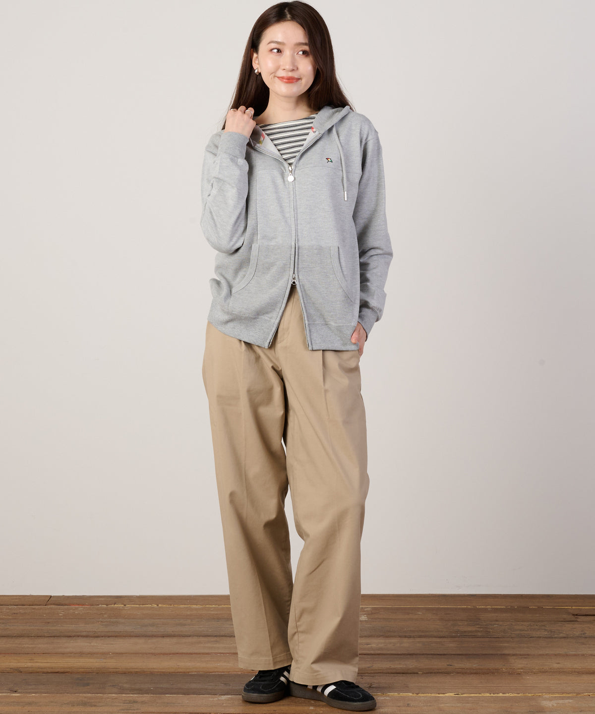 サーフニット異素材ドッキング　シェアフルジップパーカー