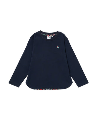 【通常配送】コットンスムースラウンドヘムロングTシャツ【キッズ】