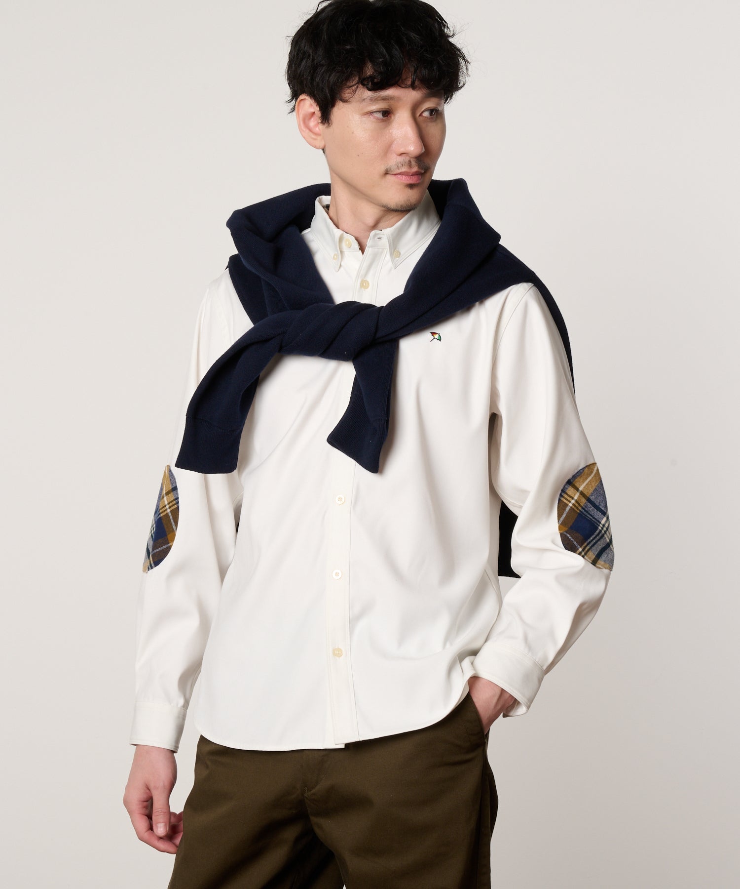 チェックエルボーパッチ 長袖シェアシャツ（シャツ/ブラウス/ユニ