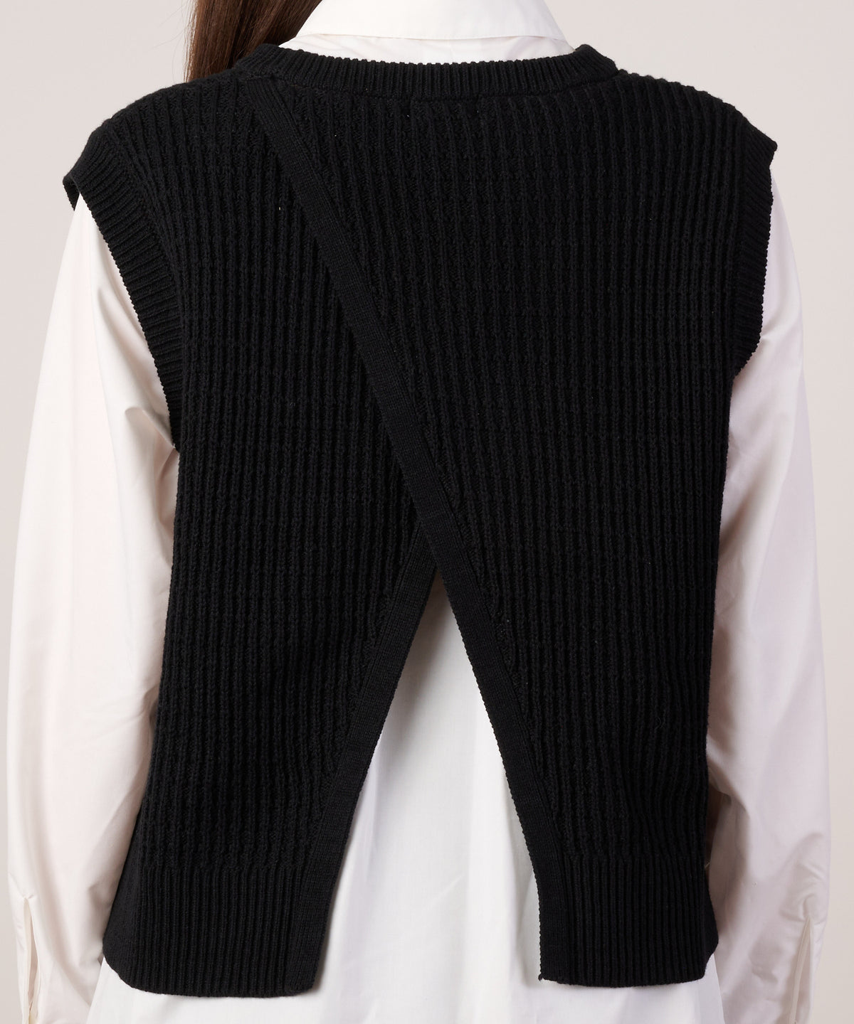 【通常配送】ニットベスト×シャツチュニックレイヤードセット