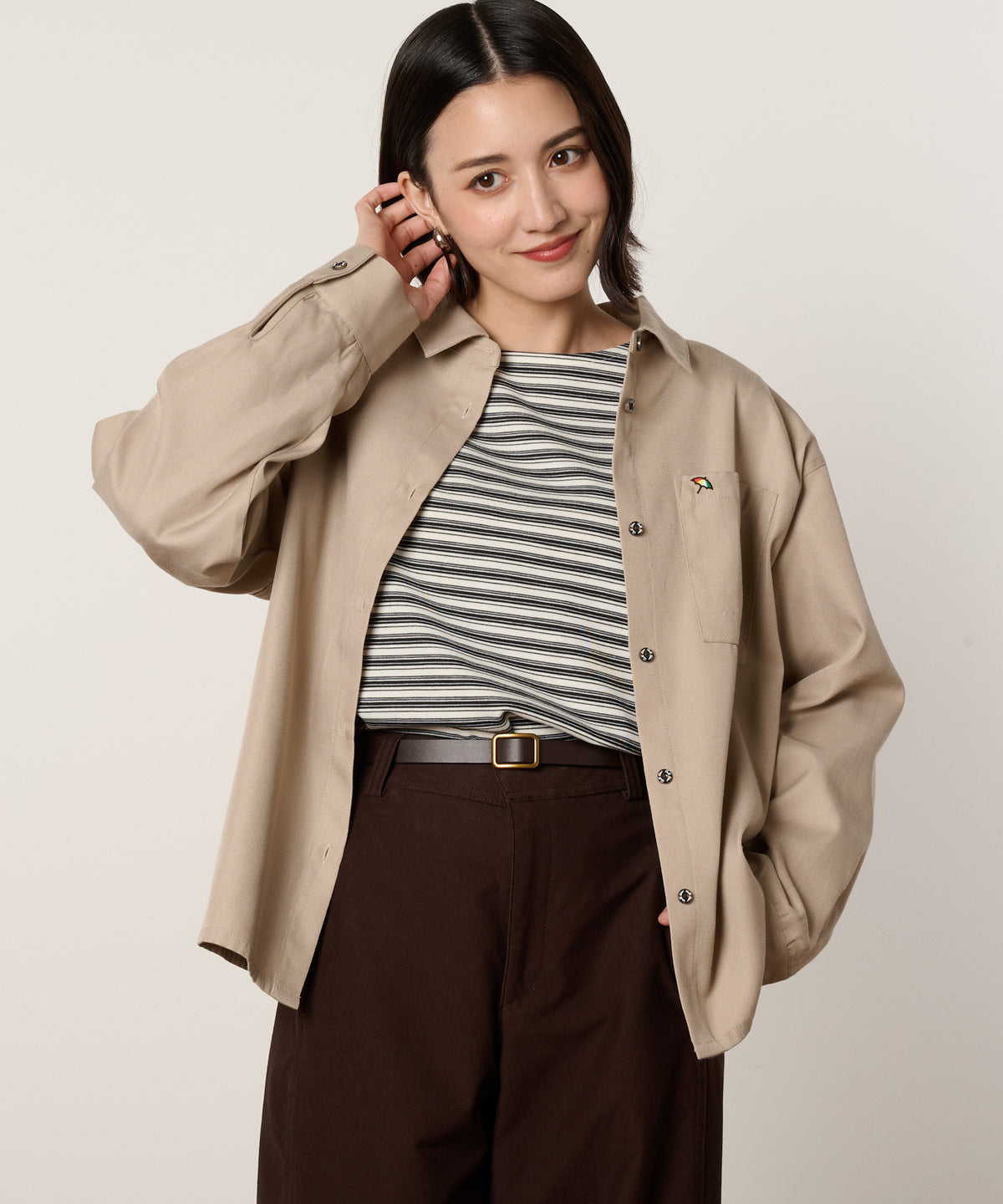 先染め　リラックスシャツブラウス
