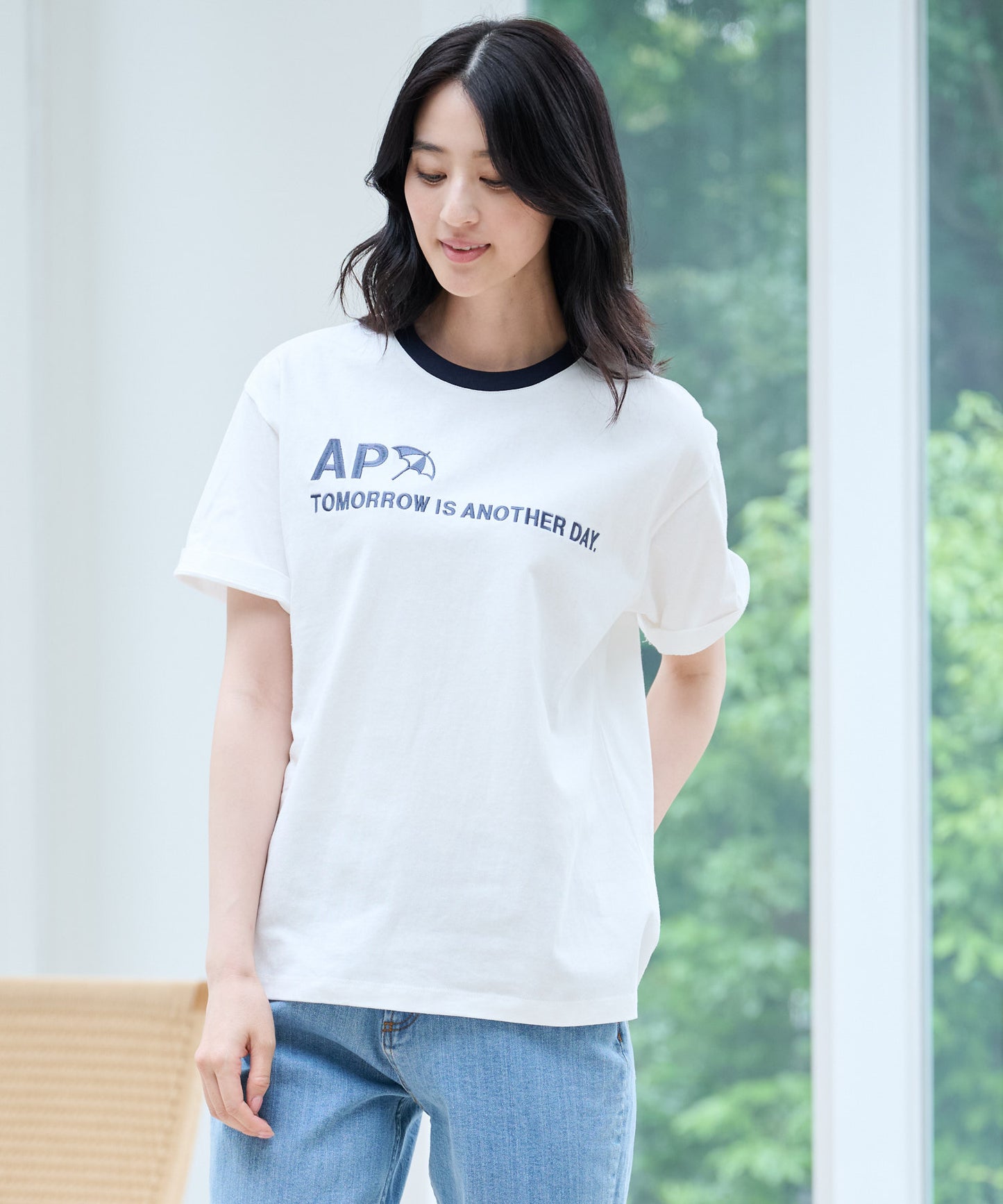 【残り2点】シェア ロゴプリント トリムTシャツ