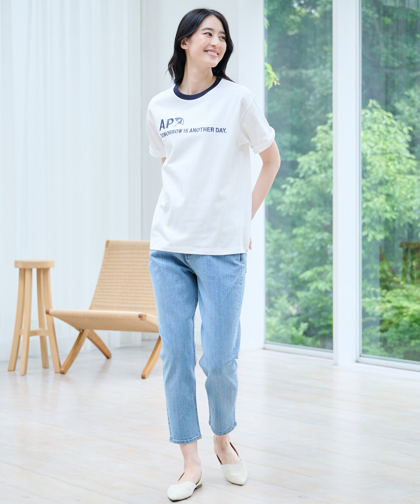 【残り2点】シェア ロゴプリント トリムTシャツ