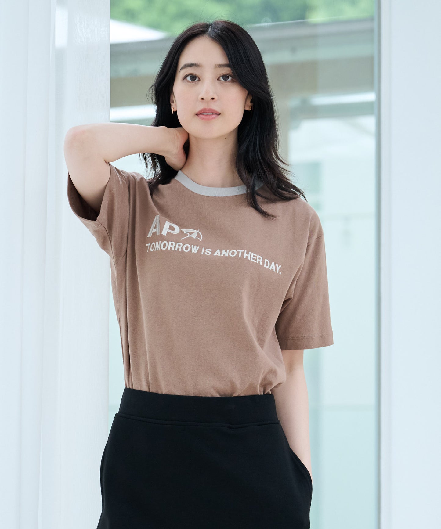 【残り2点】シェア ロゴプリント トリムTシャツ