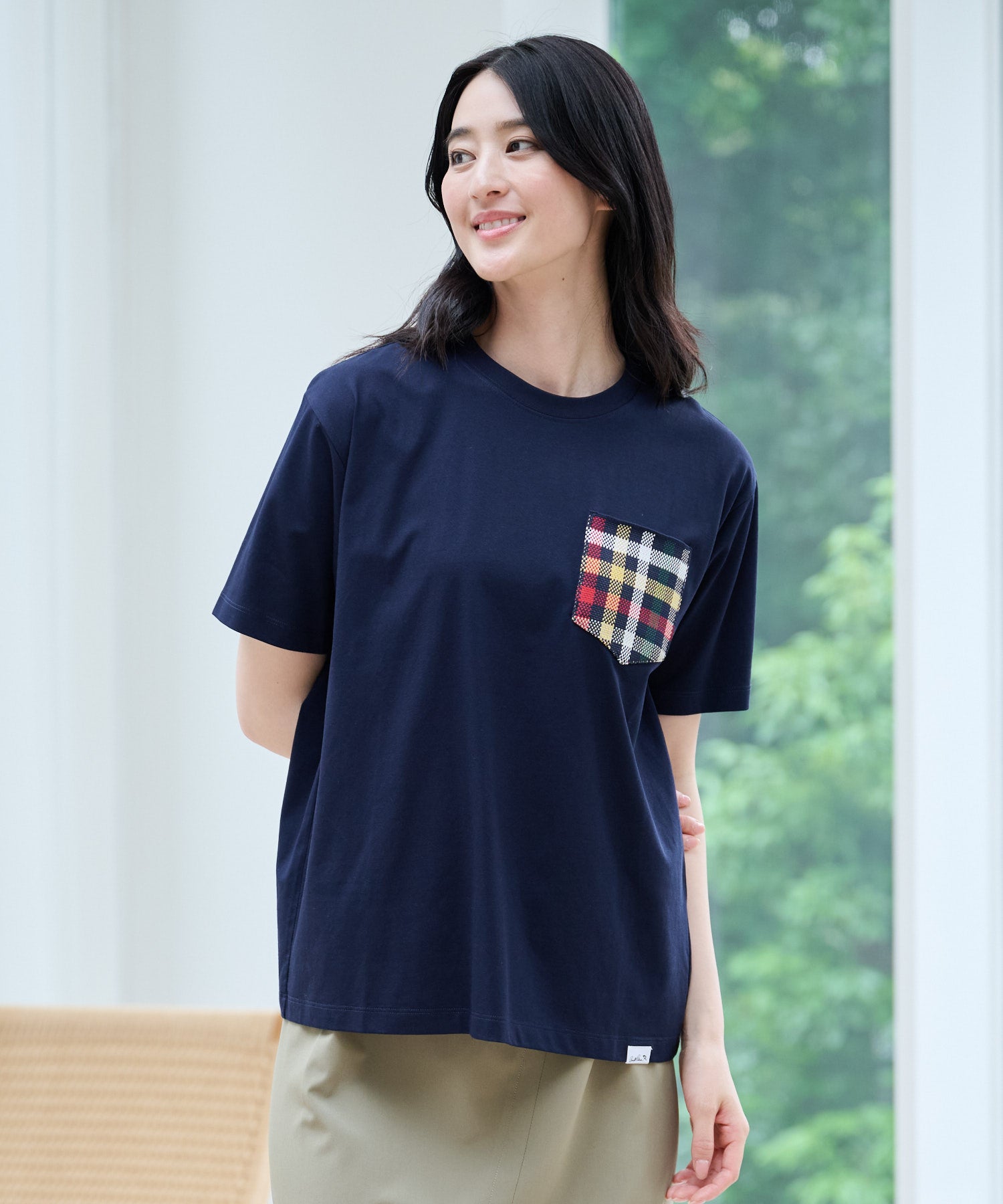 シェア パーマーチェックリブポケットTシャツ（Tシャツ