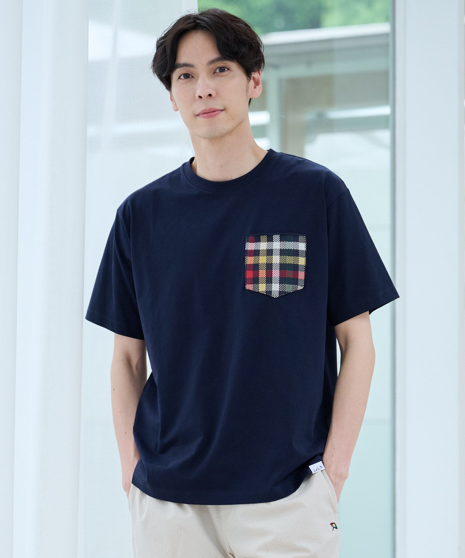 シェア パーマーチェックリブポケットTシャツ（Tシャツ
