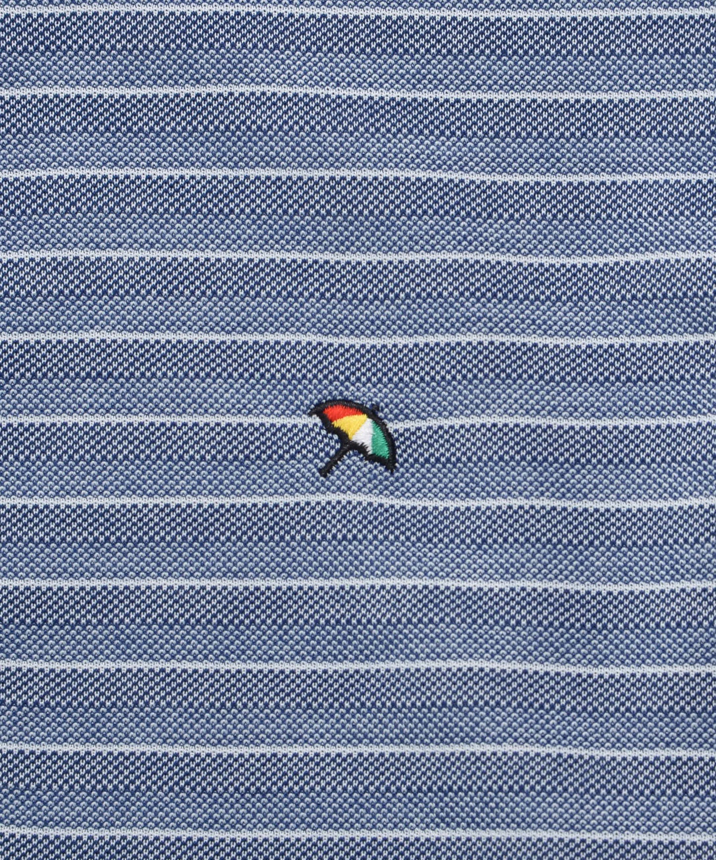 地柄ボーダー ワンポイント刺繍ポロシャツ