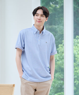 シャンブレー鹿の子 ボタンダウンポロTシャツ