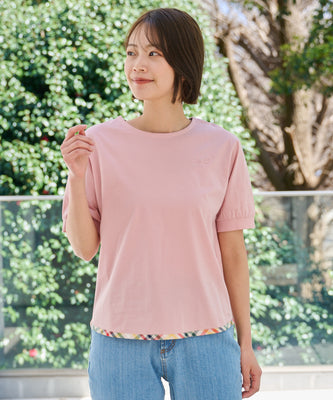 さらラクカットソー パーマーヘムパイピングTシャツ