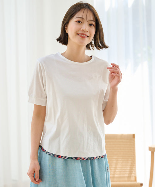 さらラクカットソー パーマーヘムパイピングTシャツ