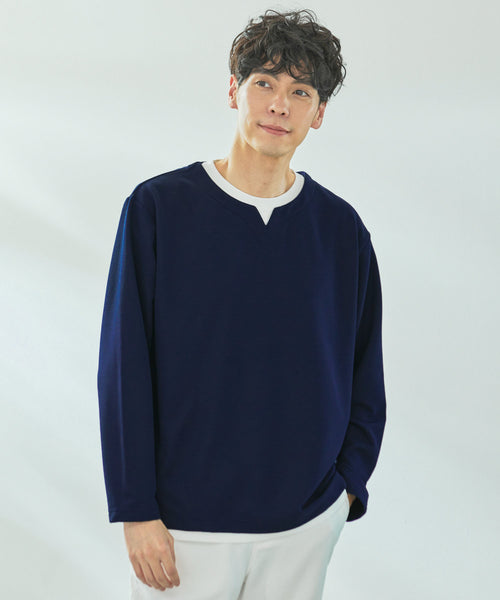 アーノルド パーマー(Arnold Palmer)ドライリップル キーネックフェイクレイヤード ロングTシャツ